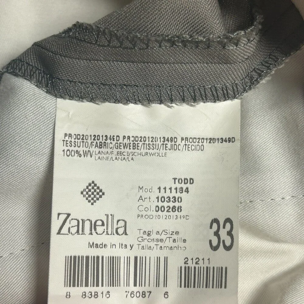 Zanella‎ $350 Wool Dress Pants Men's W33x31 Todd Trousers Khaki Italy MINT